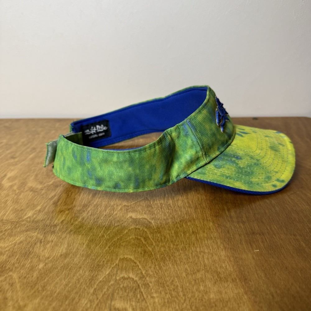 Salt Life Visor Blue Green Yellow Hook Loop Close Adjustable Size Summer Hat - Picture 4 of 7